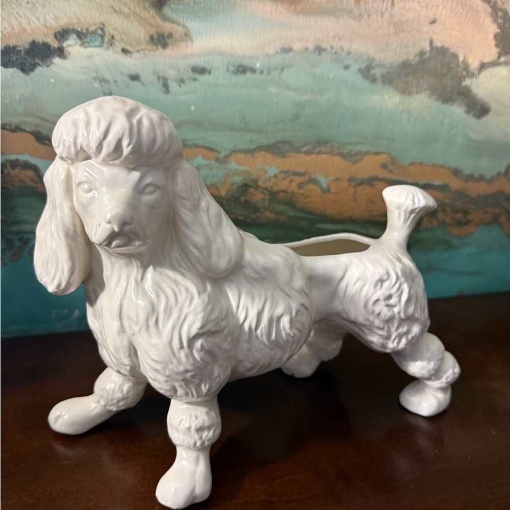 Vintage Poodle Planter White. Approx 10” tall X 8” wide